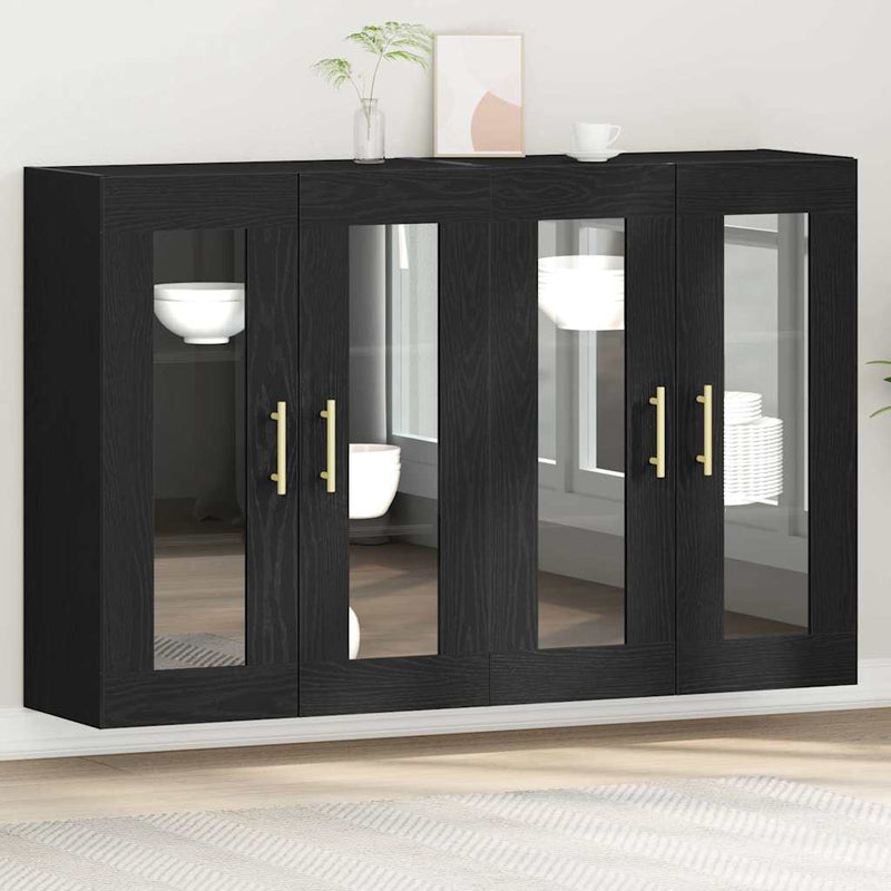 vidaXL Fali szekrény 2 pcs Musta tammi 69.5 x 34 x 90 cm Faanyag
