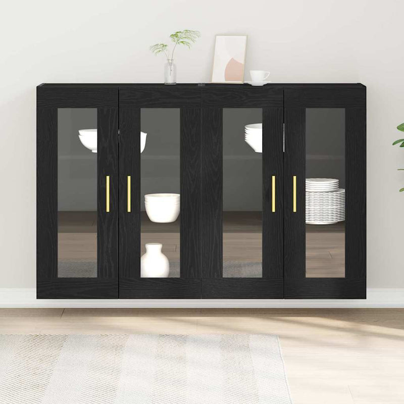 vidaXL Fali szekrény 2 pcs Musta tammi 69.5 x 34 x 90 cm Faanyag