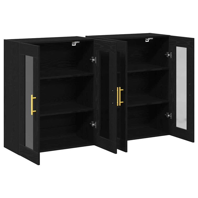 vidaXL Fali szekrény 2 pcs Musta tammi 69.5 x 34 x 90 cm Faanyag