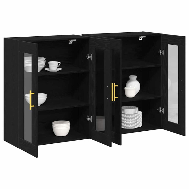 vidaXL Fali szekrény 2 pcs Musta tammi 69.5 x 34 x 90 cm Faanyag
