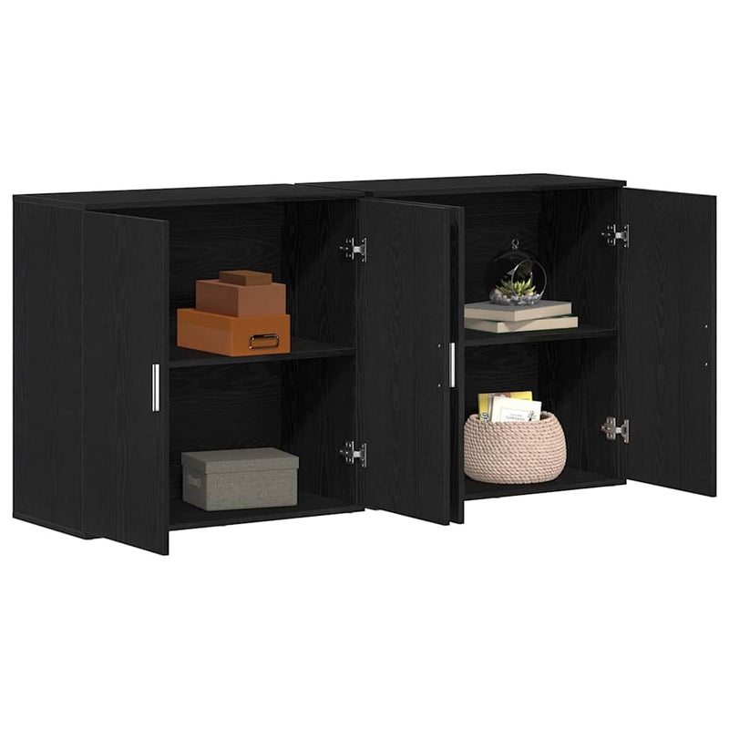 vidaXL Oldalszekrények 2 pcs Musta tammi 79 x 38 x 80 cm Faanyag