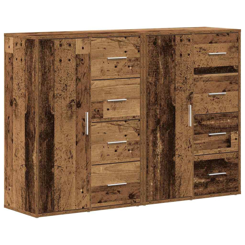 vidaXL Oldalszekrények fiókkal 2 pcs Régi fa 60 x 31 x 84 cm Faanyag
