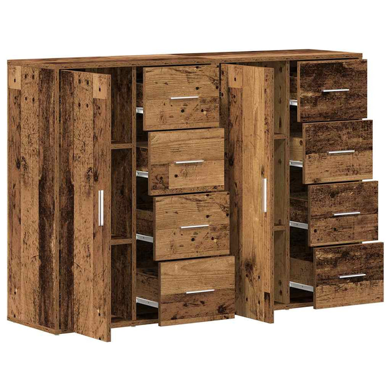 vidaXL Oldalszekrények fiókkal 2 pcs Régi fa 60 x 31 x 84 cm Faanyag