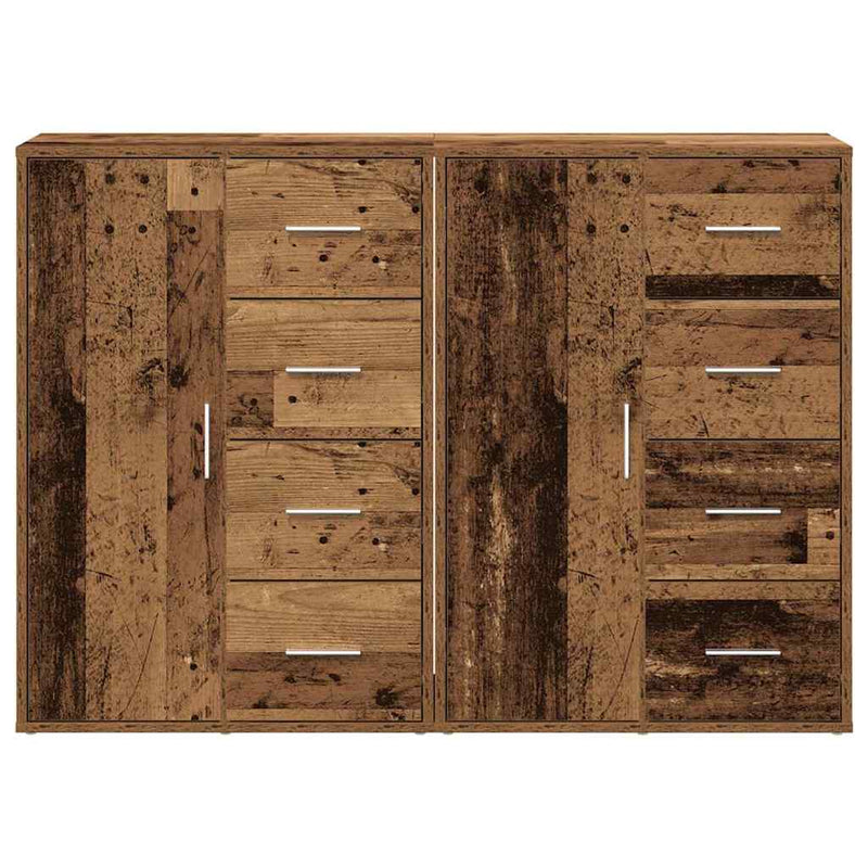 vidaXL Oldalszekrények fiókkal 2 pcs Régi fa 60 x 31 x 84 cm Faanyag