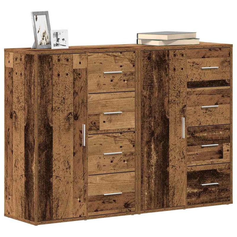 vidaXL Oldalszekrények fiókkal 2 pcs Régi fa 60 x 31 x 84 cm Faanyag