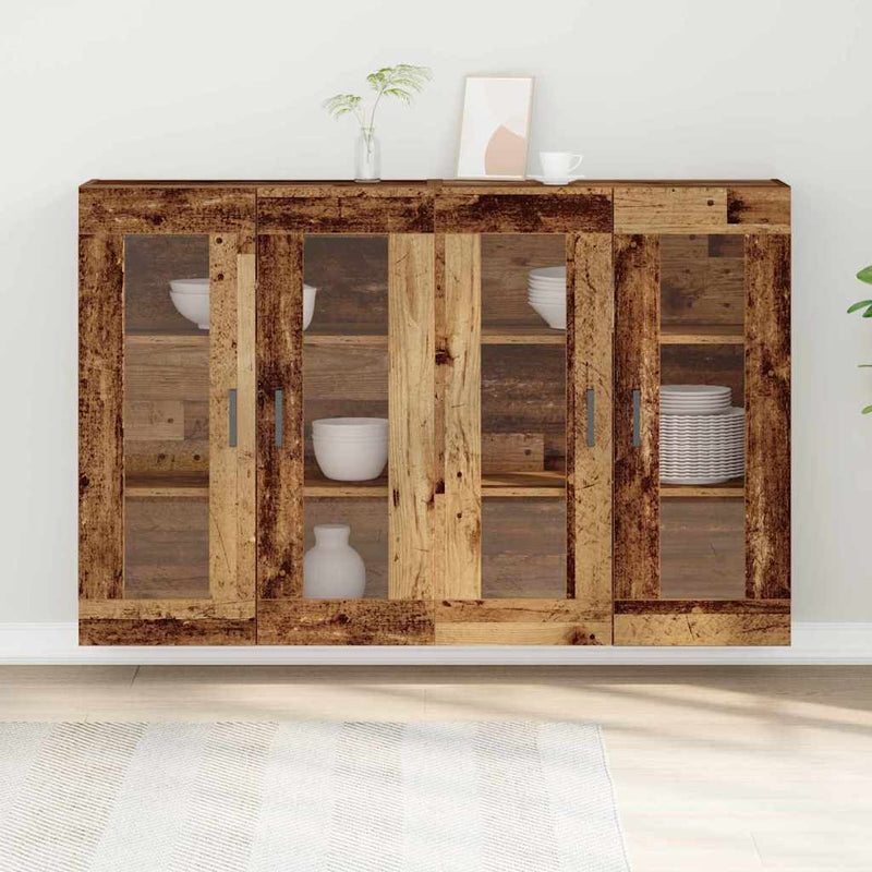vidaXL Fali szekrény 2 pcs Régi fa 69.5 x 34 x 90 cm Faanyag