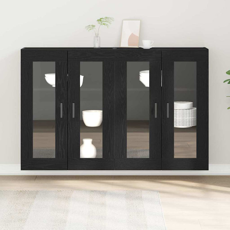 vidaXL Fali szekrény 2 pcs Musta tammi 69.5 x 34 x 90 cm Faanyag