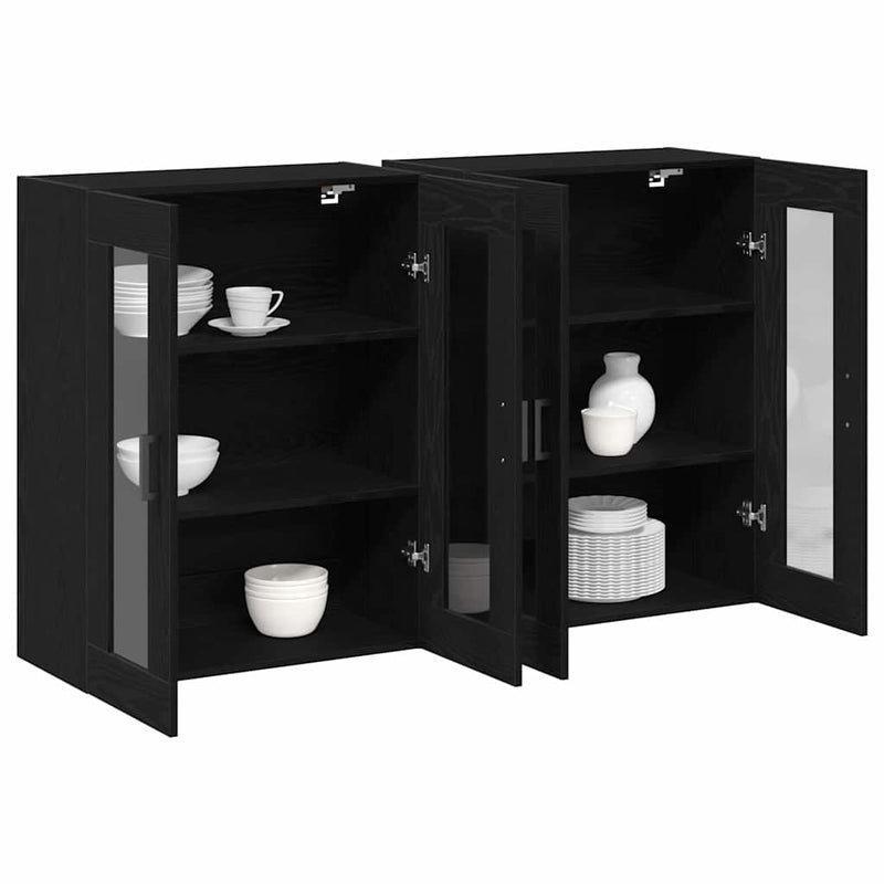 vidaXL Fali szekrény 2 pcs Musta tammi 69.5 x 34 x 90 cm Faanyag