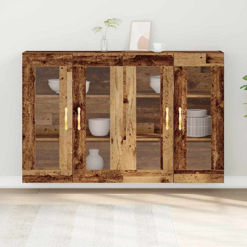 vidaXL Fali szekrény 2 pcs Régi fa 69.5 x 34 x 90 cm Faanyag