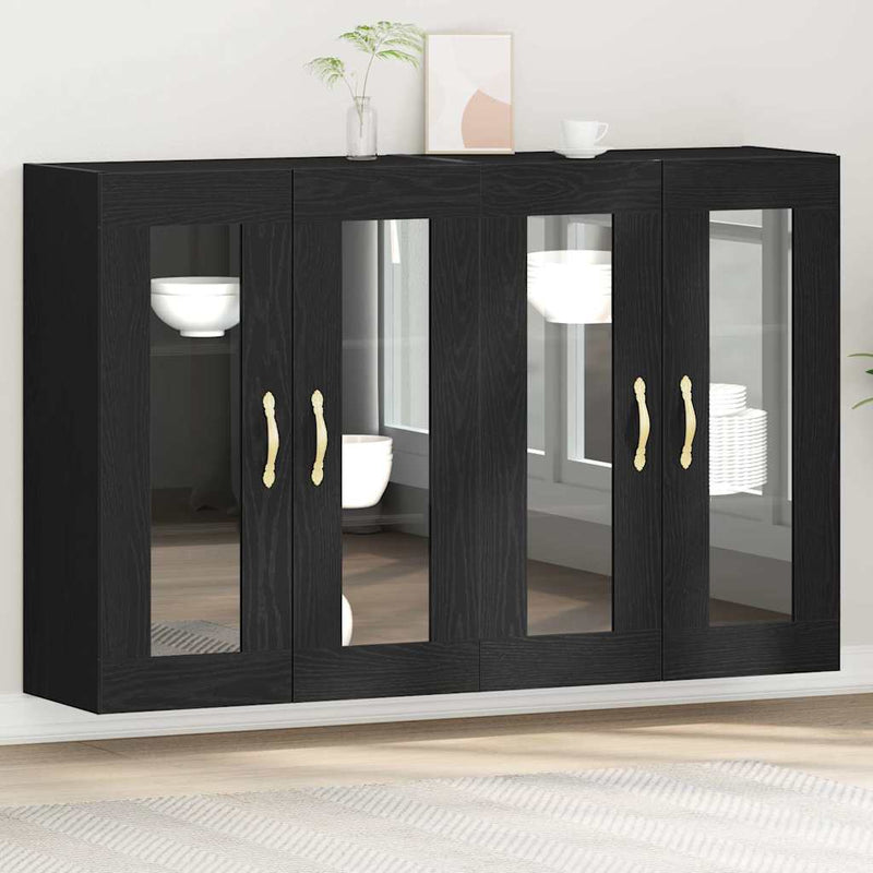 vidaXL Fali szekrény 2 pcs Musta tammi 69.5 x 34 x 90 cm Faanyag