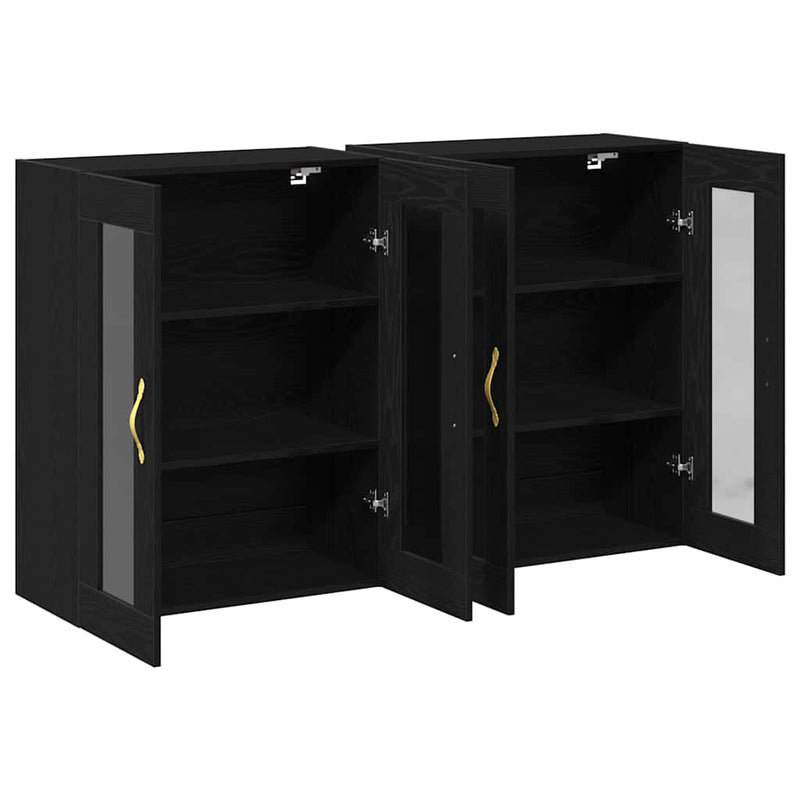vidaXL Fali szekrény 2 pcs Musta tammi 69.5 x 34 x 90 cm Faanyag