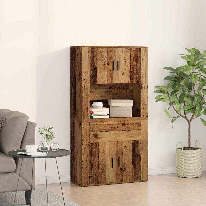 vidaXL Magas Tároló fiókkal Régi fa 80 x 33 x 150 cm Faanyag