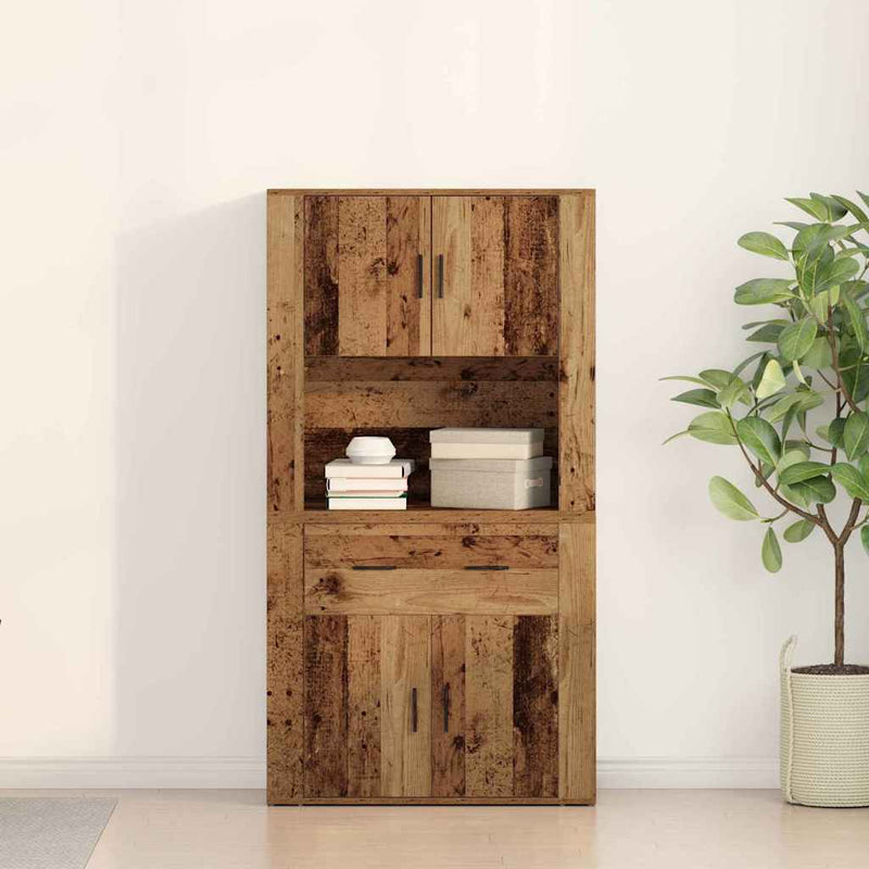 vidaXL Magas Tároló fiókkal Régi fa 80 x 33 x 150 cm Faanyag