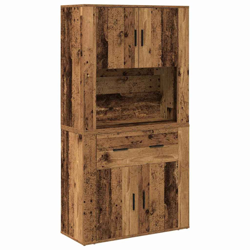 vidaXL Magas Tároló fiókkal Régi fa 80 x 33 x 150 cm Faanyag