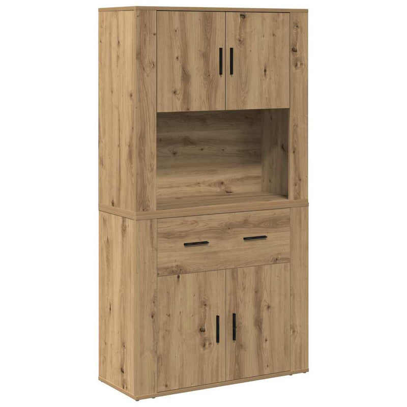 vidaXL Magas Tároló fiókkal kézműves tölgy 80 x 33 x 150 cm Faanyag