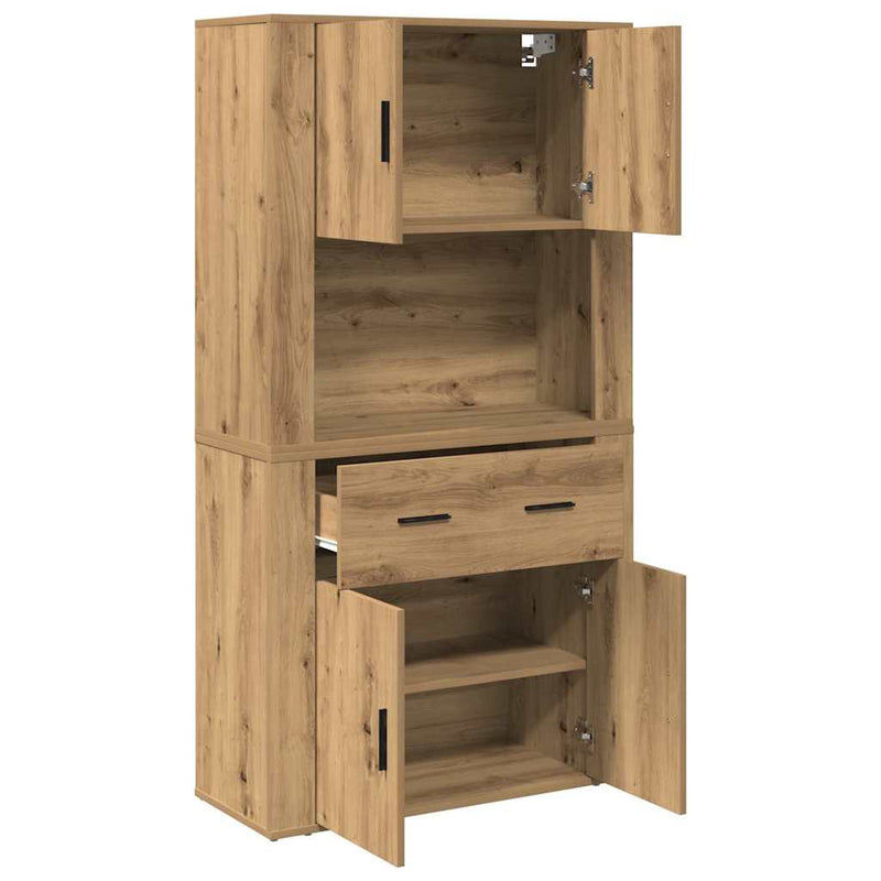 vidaXL Magas Tároló fiókkal kézműves tölgy 80 x 33 x 150 cm Faanyag