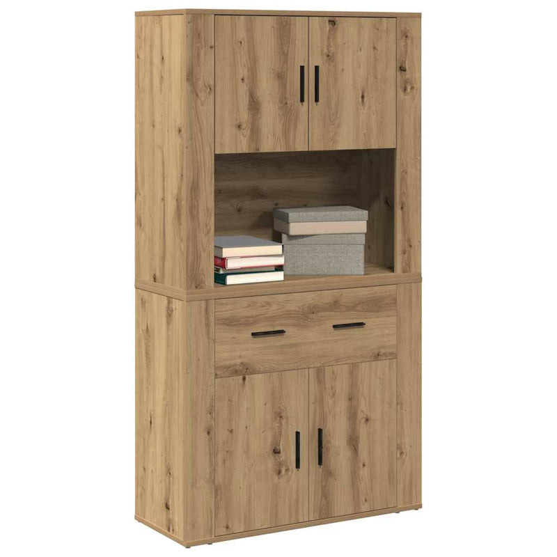 vidaXL Magas Tároló fiókkal kézműves tölgy 80 x 33 x 150 cm Faanyag