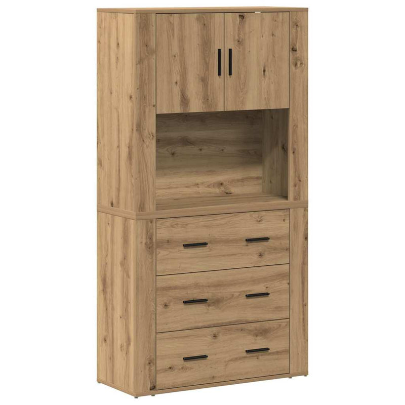 vidaXL Magas Szekrény fiókkal kézműves tölgy 80 x 33 x 150 cm Faanyag
