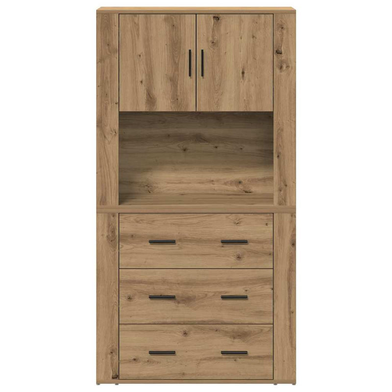 vidaXL Magas Szekrény fiókkal kézműves tölgy 80 x 33 x 150 cm Faanyag