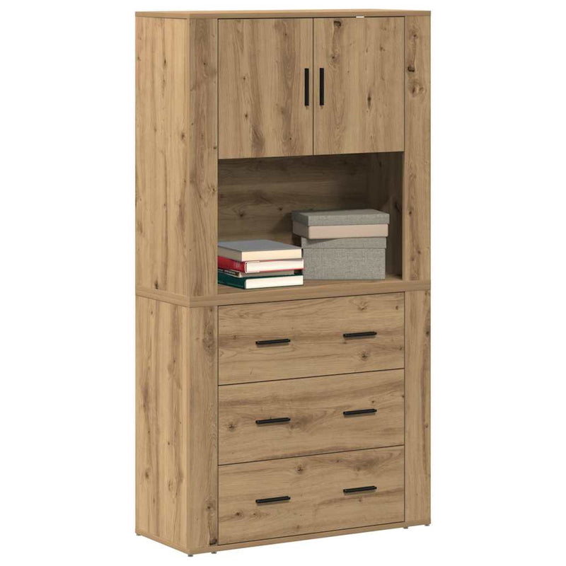 vidaXL Magas Szekrény fiókkal kézműves tölgy 80 x 33 x 150 cm Faanyag