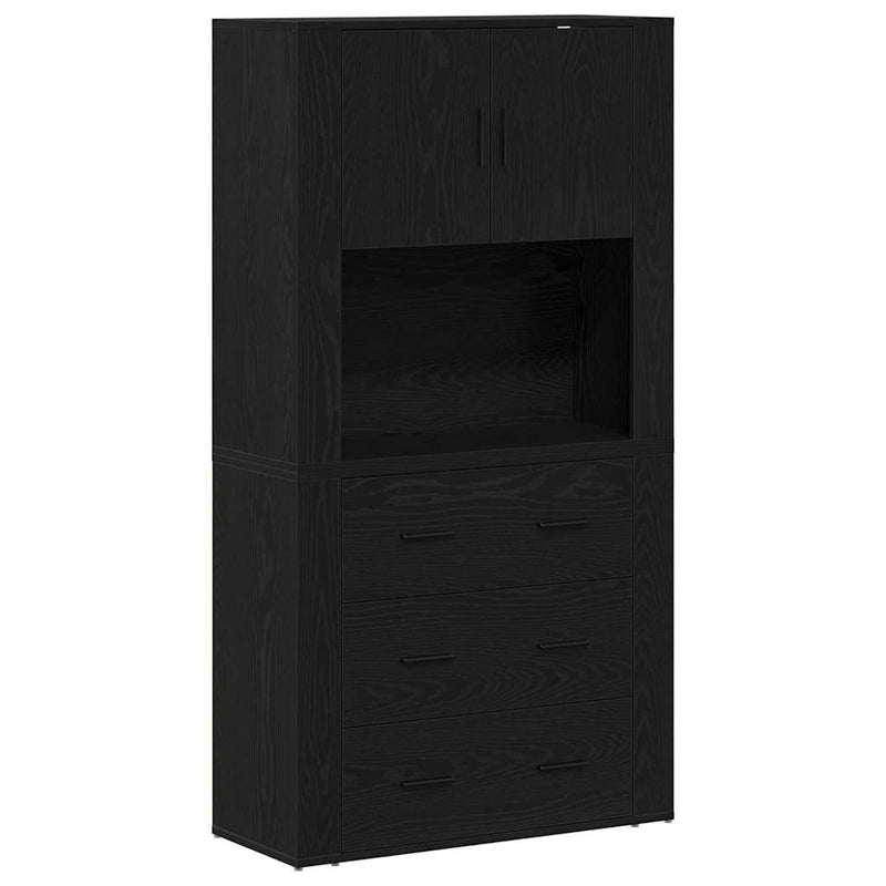 vidaXL Magas Szekrény fiókkal Musta tammi 80 x 33 x 150 cm Faanyag