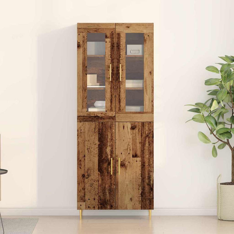 vidaXL Magasfiú 2 pcs Régi fa 69.5 x 34 x 180 cm Faanyag