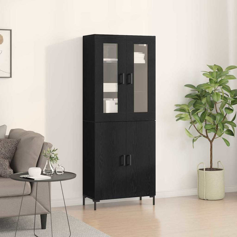 vidaXL Magasfiú 2 pcs Musta tammi 69.5 x 34 x 180 cm Faanyag