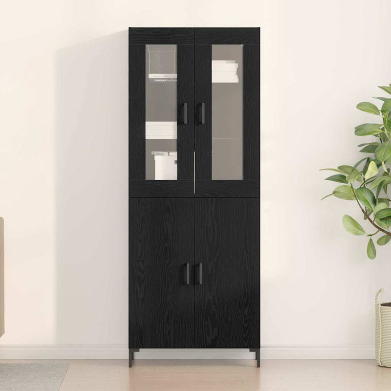 vidaXL Magasfiú 2 pcs Musta tammi 69.5 x 34 x 180 cm Faanyag