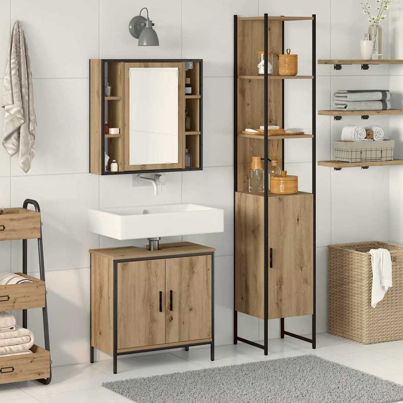 vidaXL Fürdőszobai Mosdószekrények Barna 33 x 33 x 185.5 cm Faanyag