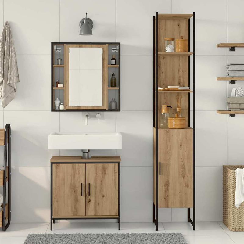 vidaXL Fürdőszobai Mosdószekrények Barna 33 x 33 x 185.5 cm Faanyag