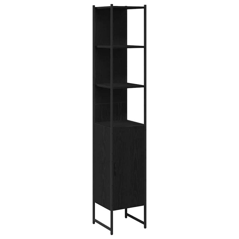 vidaXL Fürdőszobai Mosdószekrények Fekete 33 x 33 x 185.5 cm Faanyag