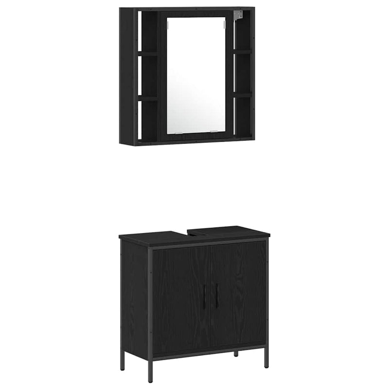 vidaXL Fürdőszobai Mosdószekrények Fekete 33 x 33 x 185.5 cm Faanyag