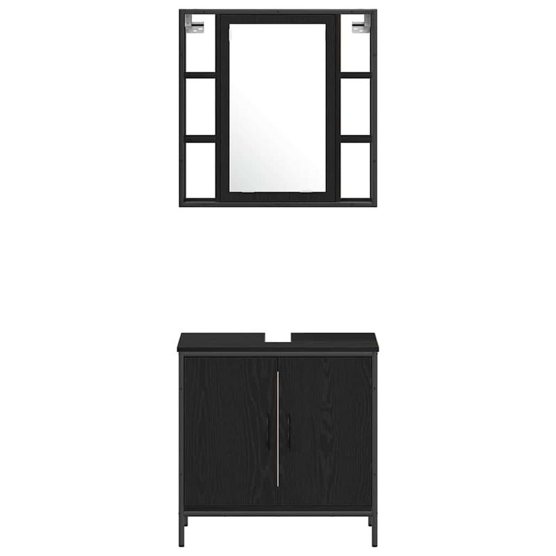 vidaXL Fürdőszobai Mosdószekrények Fekete 33 x 33 x 185.5 cm Faanyag