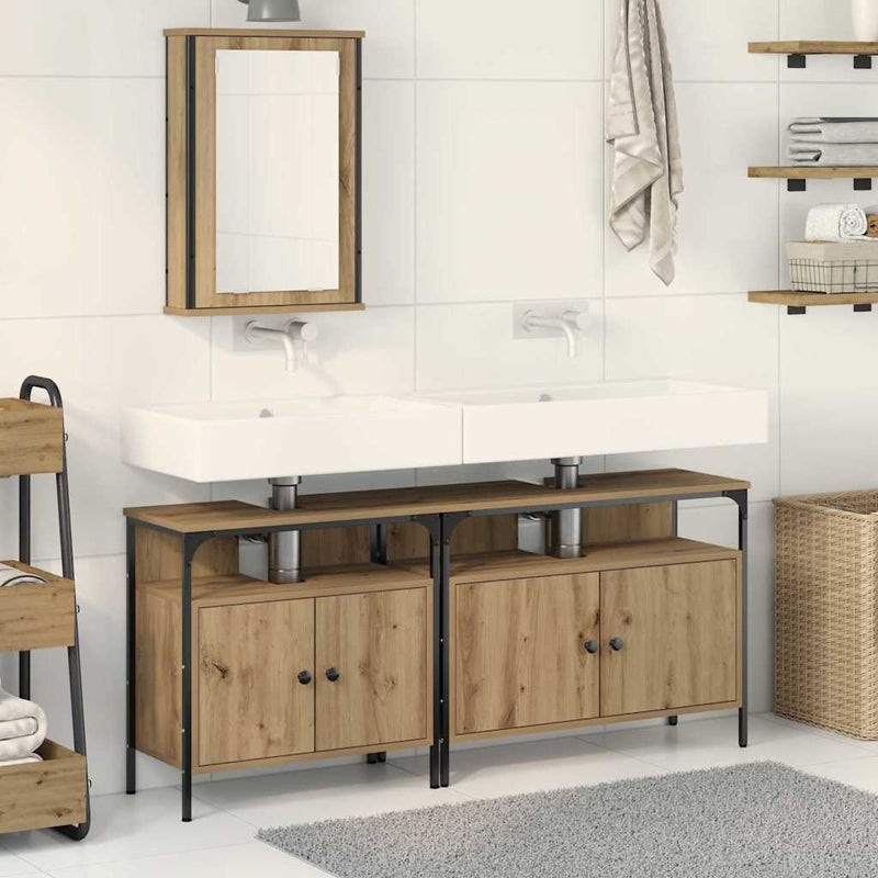 vidaXL Fürdőszobai Mosdószekrények 3 pcs Barna 80 x 30 x 60 cm Faanyag