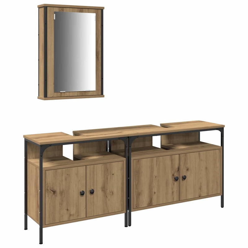 vidaXL Fürdőszobai Mosdószekrények 3 pcs Barna 80 x 30 x 60 cm Faanyag