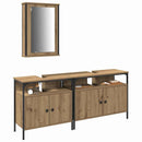 vidaXL Fürdőszobai Mosdószekrények polcokkal 3 pcs Barna Faanyag