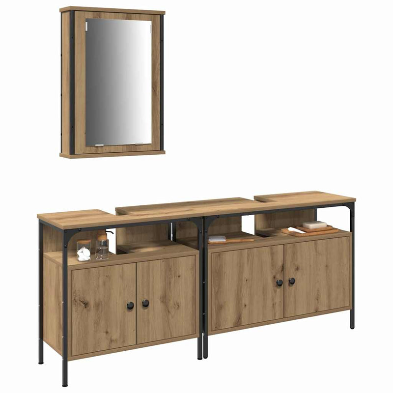 vidaXL Fürdőszobai Mosdószekrények 3 pcs Barna 80 x 30 x 60 cm Faanyag
