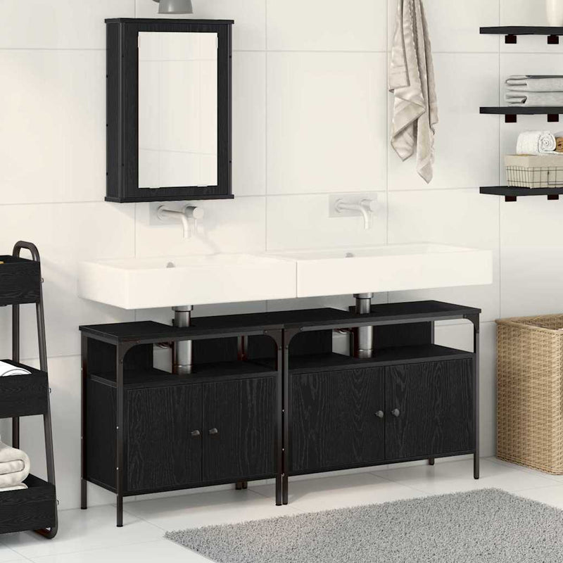 vidaXL Fürdőszobai Mosdószekrények 3 pcs Fekete 80 x 30 x 60 cm