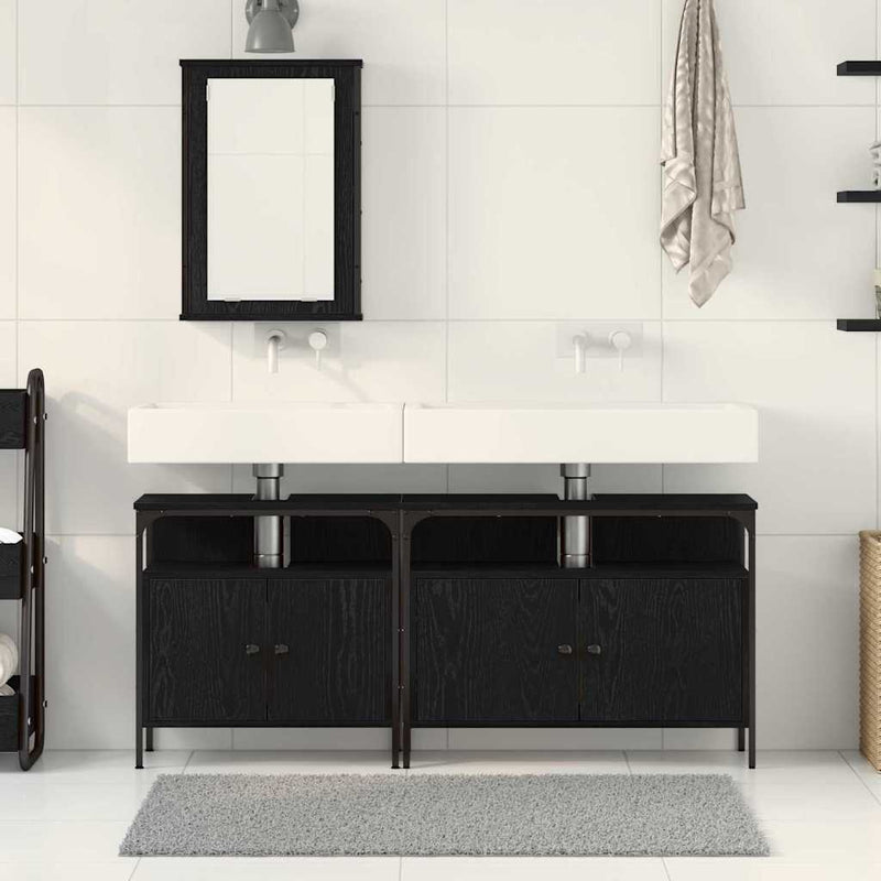vidaXL Fürdőszobai Mosdószekrények 3 pcs Fekete 80 x 30 x 60 cm