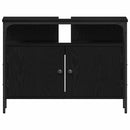 vidaXL Fürdőszobai Mosdószekrények polcokkal 3 pcs Fekete Faanyag