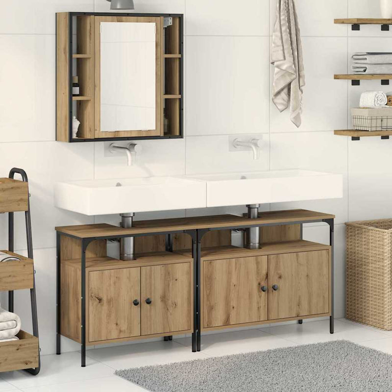 vidaXL Fürdőszobai Mosdószekrények 3 pcs Barna 80 x 30 x 60 cm Faanyag