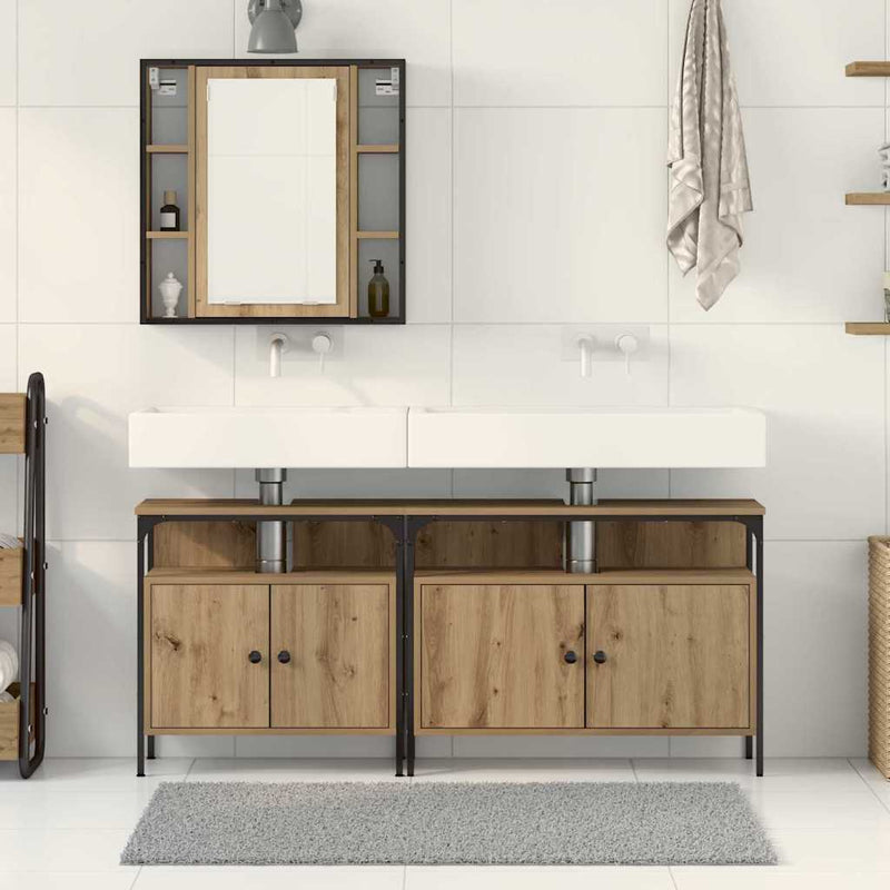 vidaXL Fürdőszobai Mosdószekrények 3 pcs Barna 80 x 30 x 60 cm Faanyag