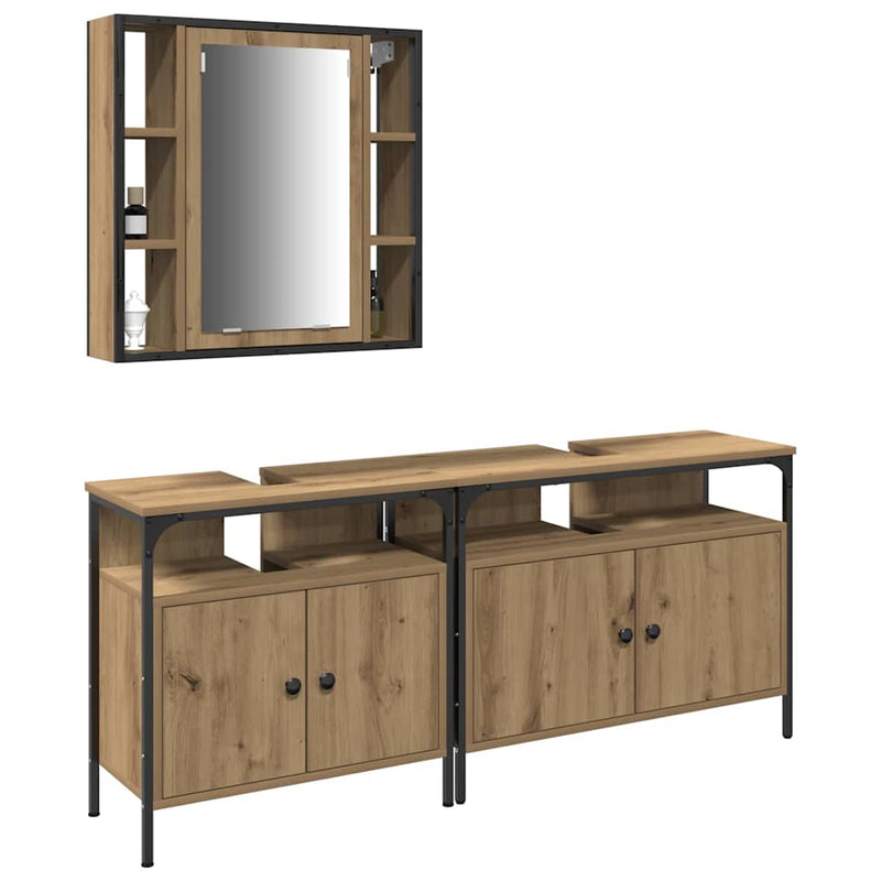 vidaXL Fürdőszobai Mosdószekrények 3 pcs Barna 80 x 30 x 60 cm Faanyag