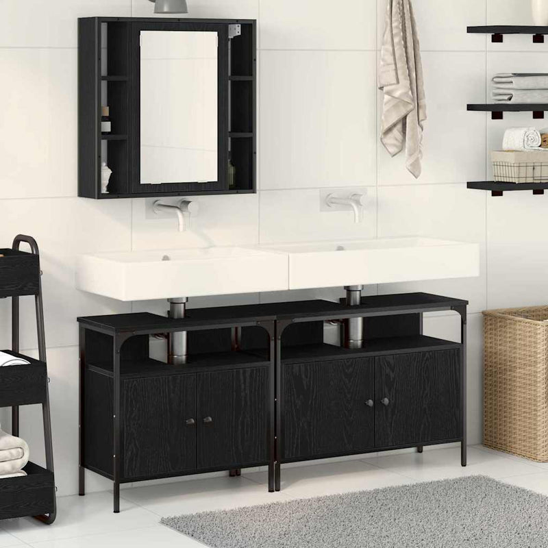 vidaXL Fürdőszobai Mosdószekrények 3 pcs Fekete 80 x 30 x 60 cm
