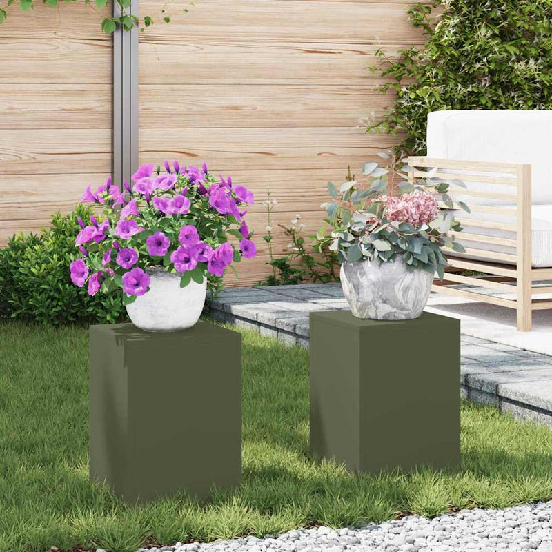 vidaXL Növényállványok 2 pcs Oliva zöld 24 x 24 x 35 cm Acél