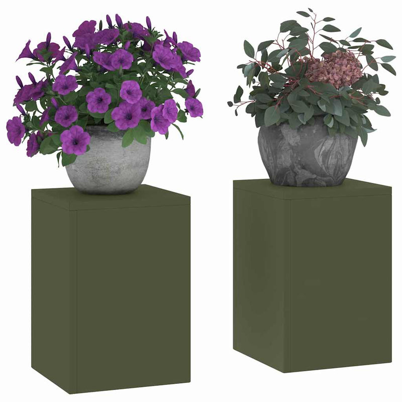 vidaXL Növényállványok 2 pcs Oliva zöld 24 x 24 x 35 cm Acél