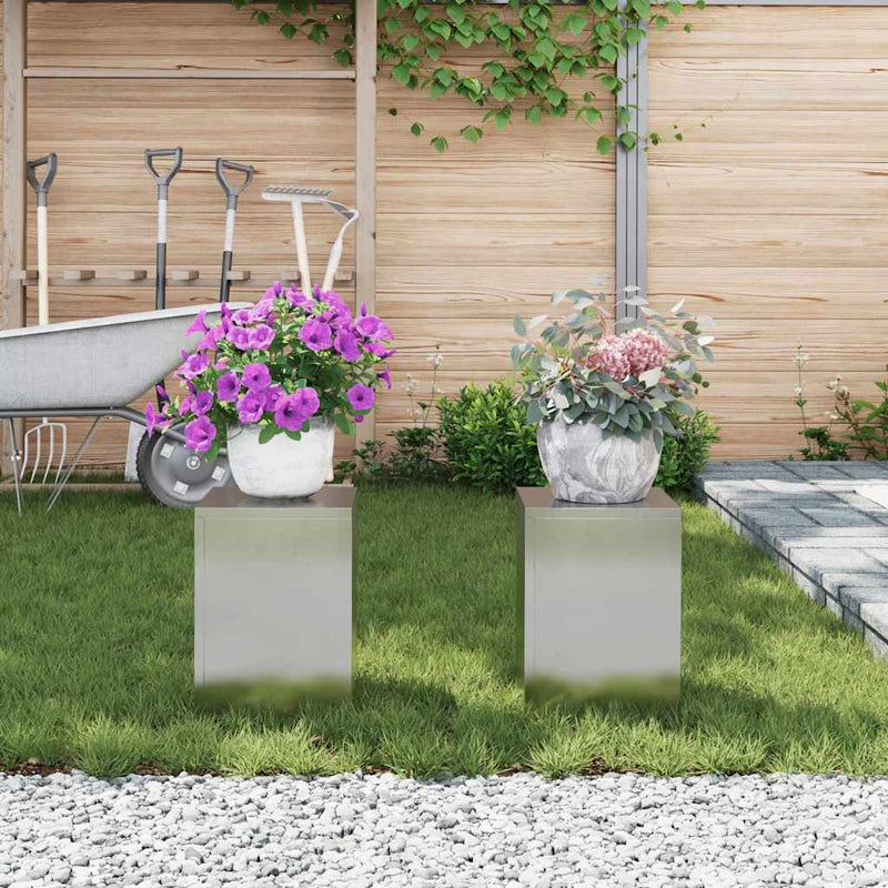 vidaXL Növényállványok 2 pcs Ezüst 24 x 24 x 35 cm Rozsdamentes acél