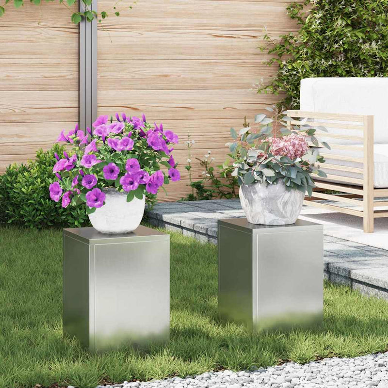 vidaXL Növényállványok 2 pcs Ezüst 24 x 24 x 35 cm Horganyzott acél