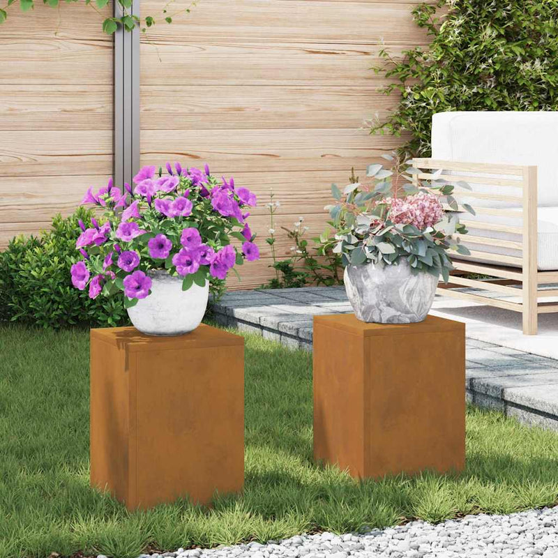 vidaXL Növényállványok 2 pcs Rozsdás 24 x 24 x 35 cm időjárásálló acél