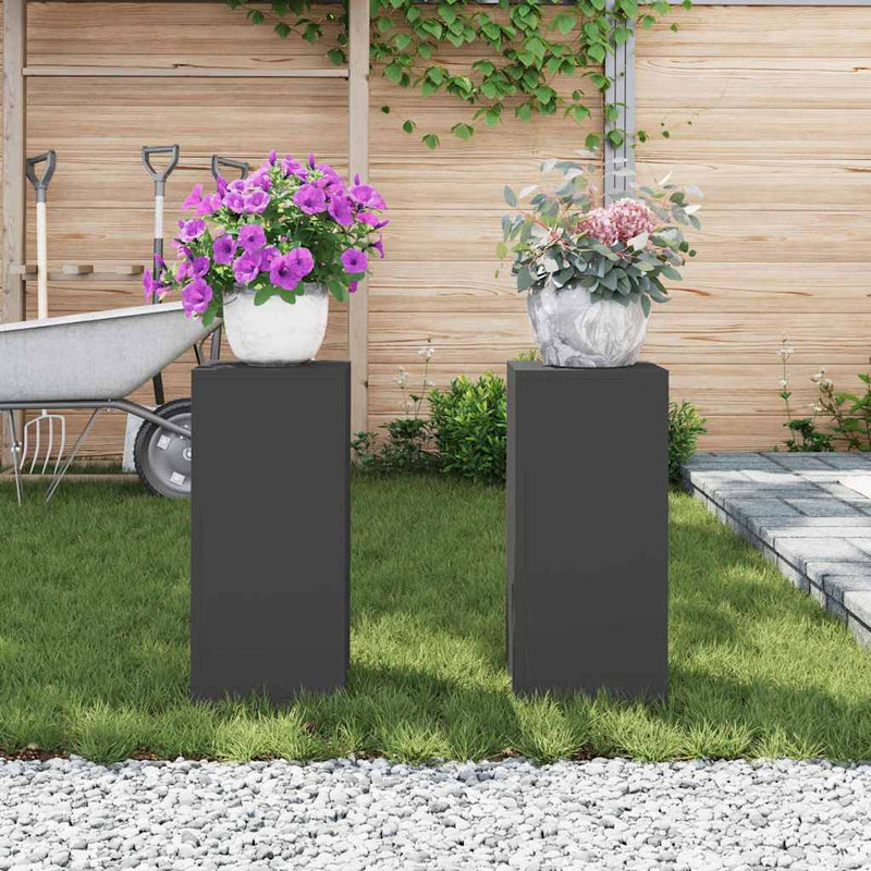 vidaXL Növényállványok 2 pcs Fekete 24 x 24 x 55 cm Acél